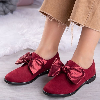 Bordové ploché topánky s mašličkou Blasea - Obuv