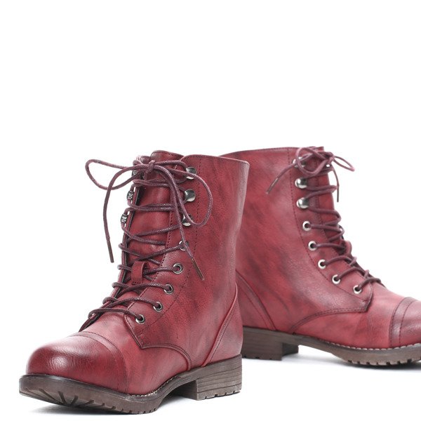 Bordowe Workery Lucy - Obuwie