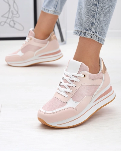 OUTLET Ružové dámske športové tenisky s platformovým podpätkom Aqosda- Obuv