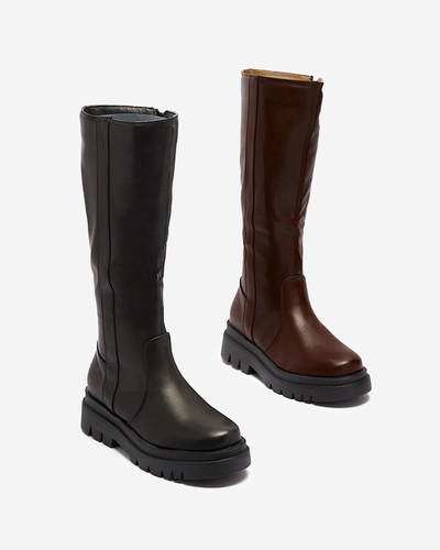 OUTLET Tmavohnedé dámske nadkolienky z ekokože Roterika - Obuv