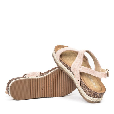 Różowe sandały na niskiej platformie Movisa - Obuwie