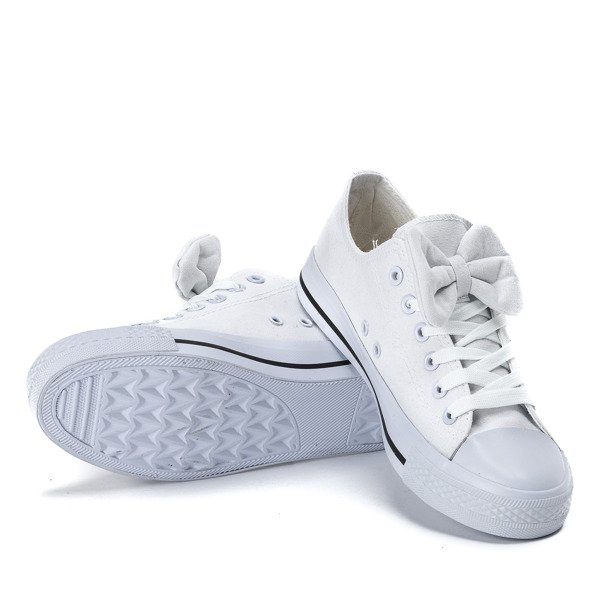 Białe trampki z ozdobną kokardką Lisyy - Obuwie