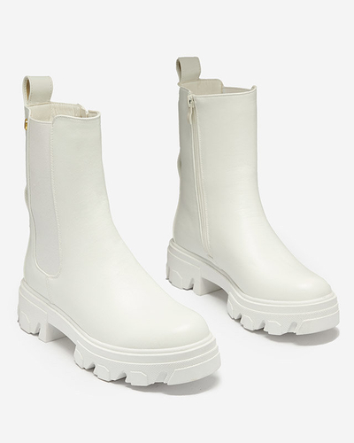 OUTLET Dámske vysoké čižmy v bielej farbe Vyvieva- Obuv