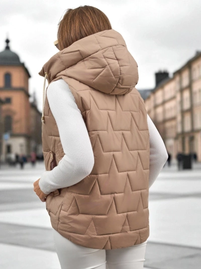 Prešita ženska jakna brez rokavov s kapuco Crimson Haze