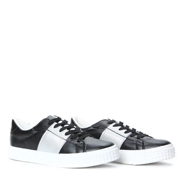 Czarno-srebrne tenisówki Ella- Obuwie