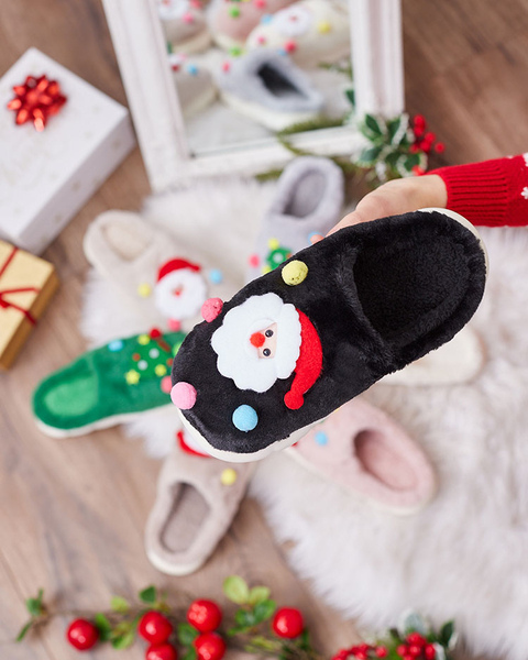 Royalfashion Vianočné dámske papuče v čiernej farbe Fertemse