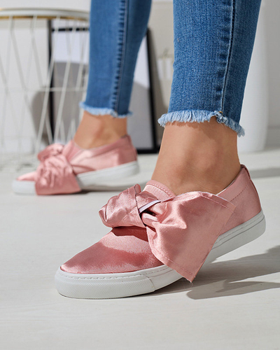 OUTLET Ružové dámske slip-on tenisky s mašľou Erous - Obuv