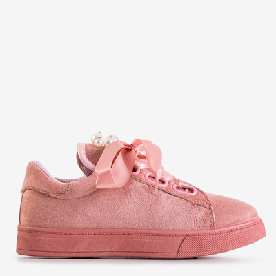 Tmavo ružové detské tenisky s perlami Nixie - Obuv