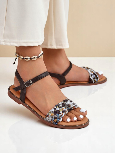 Royalfashion Ženski sandali z ravnim podplatom ColorStrap