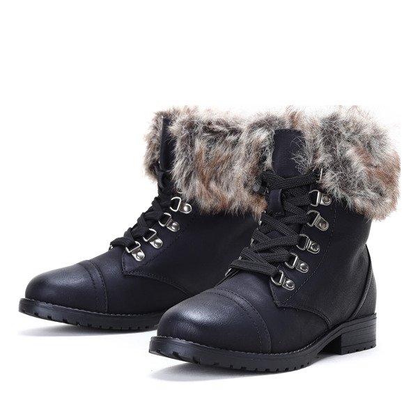 Czarne ocieplane trapery Ava - Obuwie