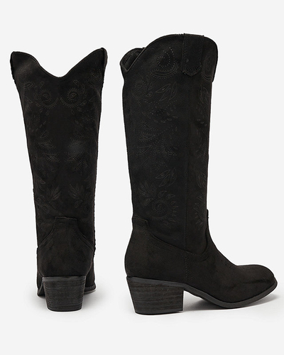 Čierne čižmy na nízkom podpätku Lieffi- Obuv