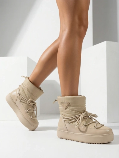 Royalfashion Dámske slip-on čižmy a'la snow boots vo svetlohnedej farbe Vevnose