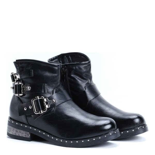 Czarne botki ze sprzączkami Tricia- Obuwie