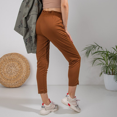 Dámske hnedé rovné nohavice 7/8 - Oblečenie