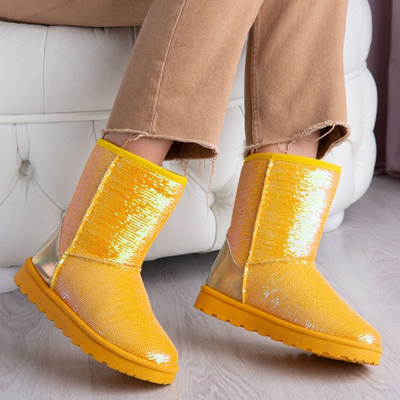 Žltá snehová morská víla s flitrami - Obuv