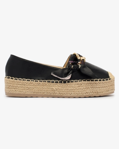 OUTLET Royalfashion Dámske espadrilky s mašľou v čiernej farbe Fanfoss