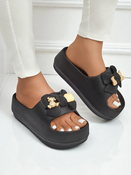 Royalfashion Dámske gumové žabky s ozdobnou mašľou Alday