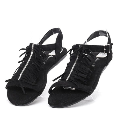 Czarny sandały z frędzlami Daiana- Obuwie