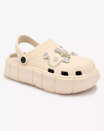 Royalfashion Krémové dámske gumené žabky Kooranza