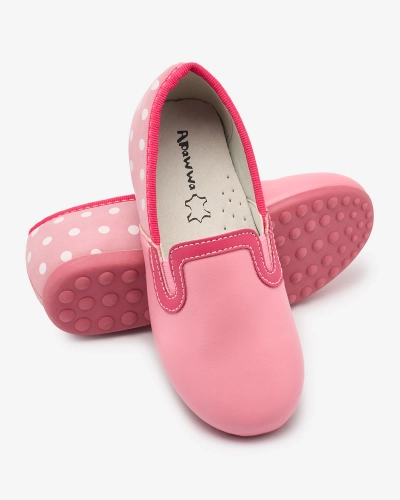 Ružové dievčenské poltopánky z ekokože s potlačou hrášku Rellme- Footwear