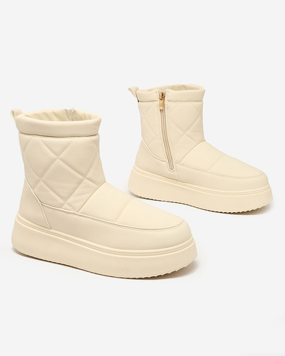 Royalfashion Béžové dámske čižmy a'la snow boots Kacecica