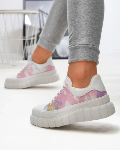 Ružovo-biele dámske tenisky s potlačou Lonoll- Footwear