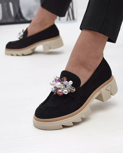 Dámske čierne ažurové mokasíny Peloga- Obuv