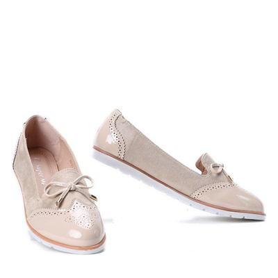 Beżowe mokasyny z kokardką Julia - Obuwie