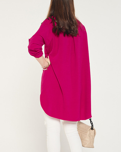 Fuchsiové dámske dlhé tunikové tričko s gombíkmi - Oblečenie