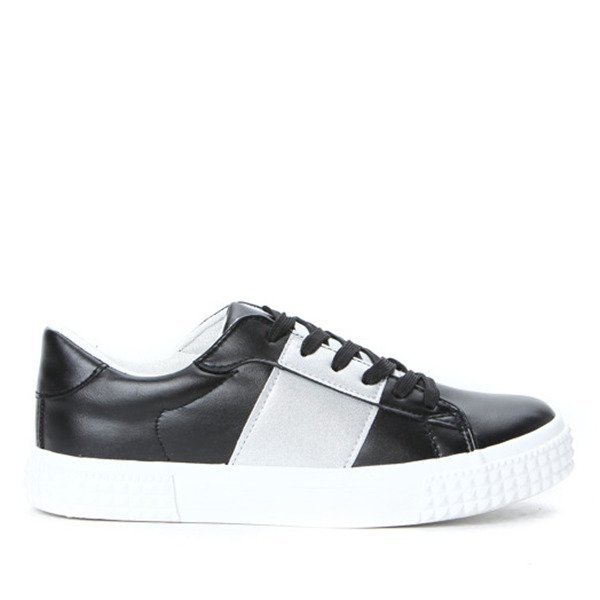 Czarno-srebrne tenisówki Ella- Obuwie