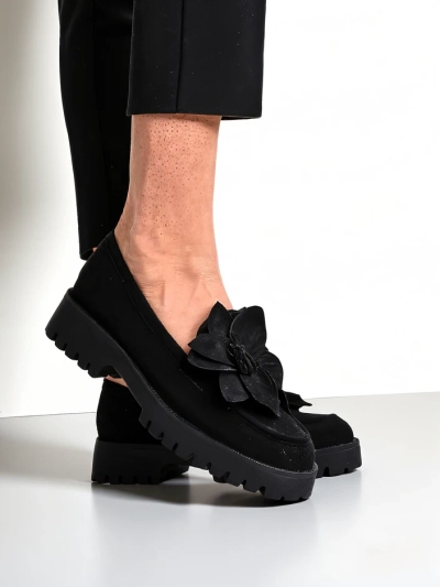 Royalfashion ekologické semišové dámske mokasíny s Floverse kvetom