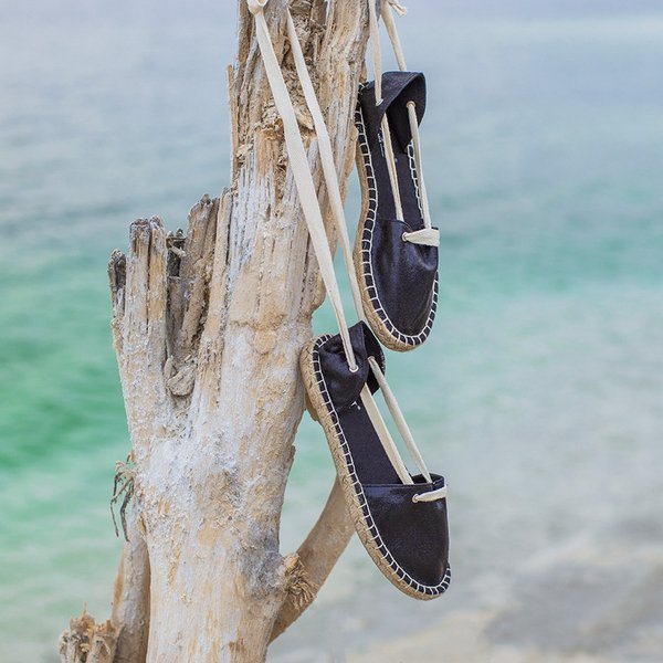 Čierne espadrilky s ozdobnou väzbou Clarissa - Obuv