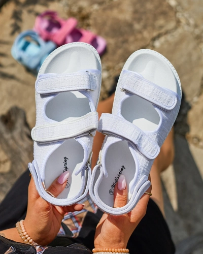 Dámske biele látkové sandále Desotty - Obuv