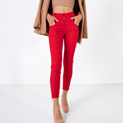 Dámske červené zapínanie na gombíky - Nohavice