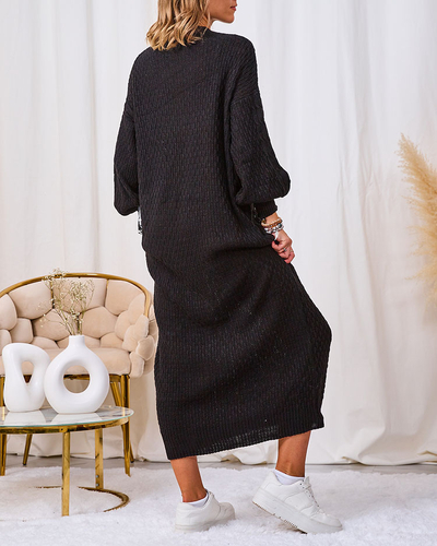 Royalfashion Fuchsiová Dámske dlhé svetrové šaty