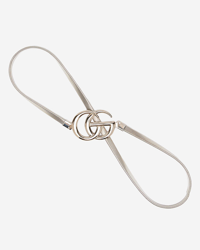 Dámsky strieborný elastický sťahovací opasok s písmenami - Doplnky