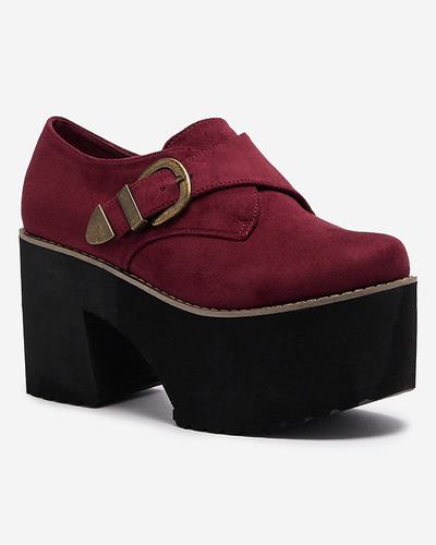 Bordové dámske poltopánky na vysokom podpätku Kiacca- Obuv