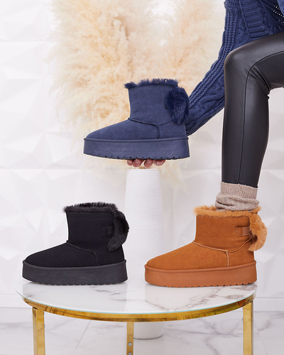 Royalfashion Dámske čižmy a'la snow boots v čiernej farbe Goroggo