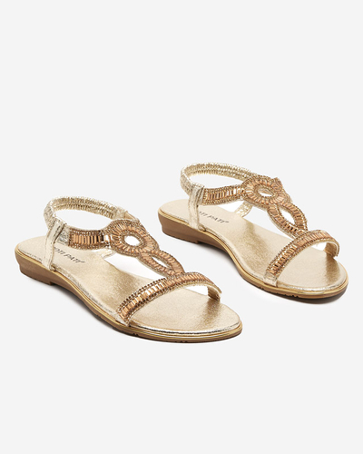 Dámske zlaté sandále s kubickými zirkónmi Koddi - Obuv