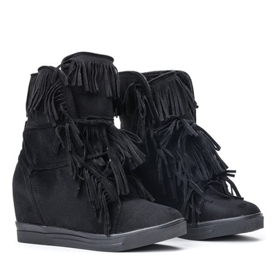 Czarne sneakersy na krytym koturnie Carmelita - Obuwie