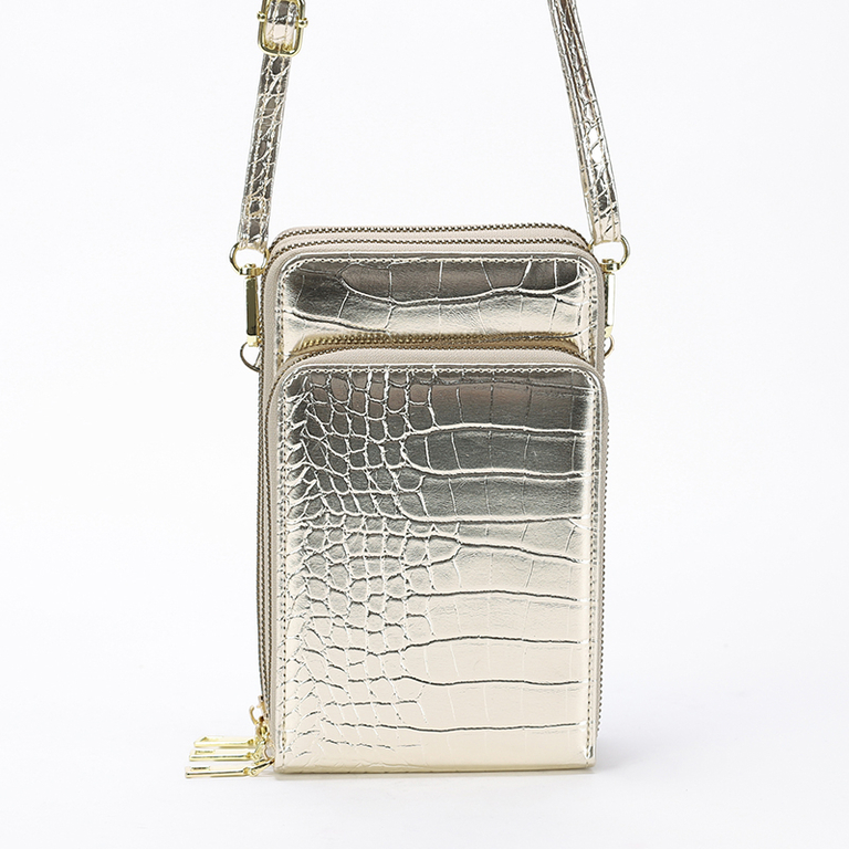 Zlatá dámska mini kabelka-kabelka s razbou - Doplnky