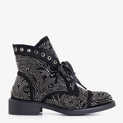 Čierne dámske topánky s kubickým zirkónom Elwira - Obuv