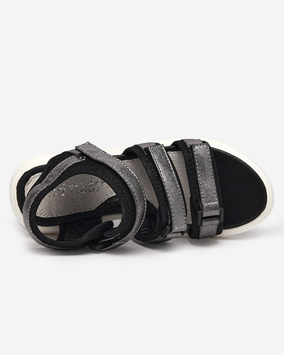 Dievčenské sandále so zapínaním na suchý zips v grafitovej farbe Mumin - Obuv