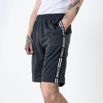 Pánske tmavošedé tepláky s pruhmi - Oblečenie