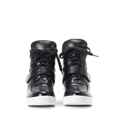 Czarne sneakersy na koturnie Ellen - Obuwie