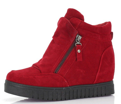 Czerwone sneakersy na koturnie - Obuwie
