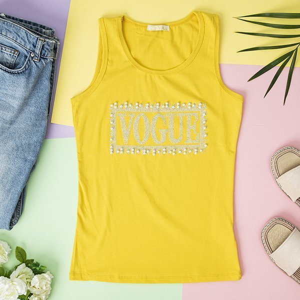 Žlté dámske top s kubickým zirkónom - Oblečenie