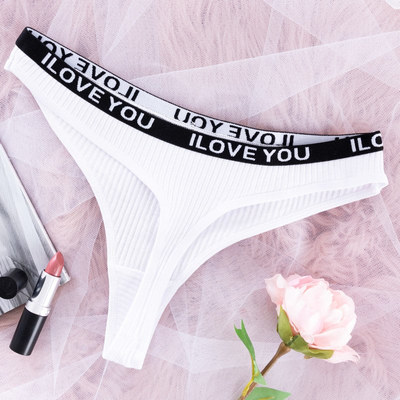 Dámske biele bavlnené tangá - Spodná bielizeň