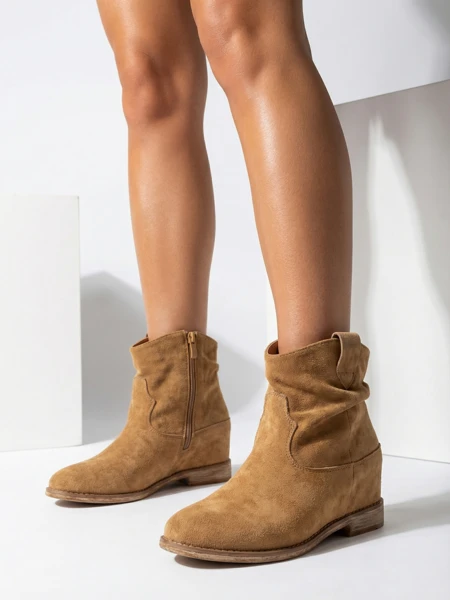 Ženski gležnarji Athena Kamel Semiš Usnjeni Elegantni