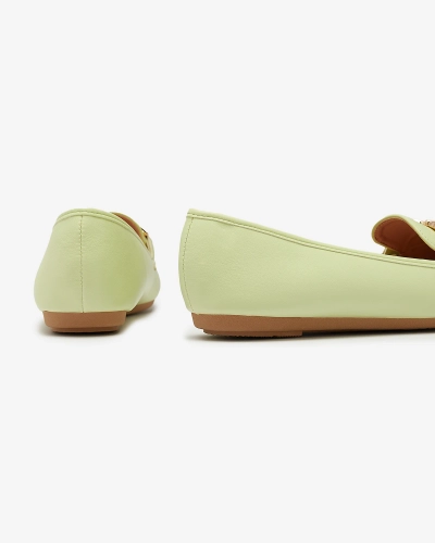 Zelené dámske mokasíny z ekokože so zdobením Wiwet-Footwear
